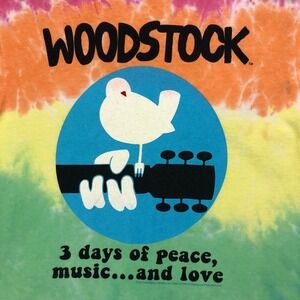 Woodstock Liquid Blue Tie Dye T Shirt Medium Peace Music Love‎ Dove